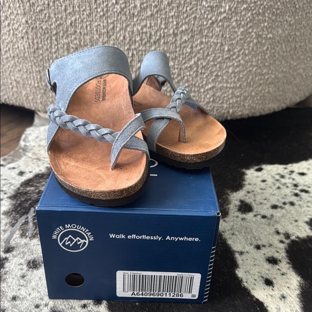 White Mountain Braided Blue Sandals